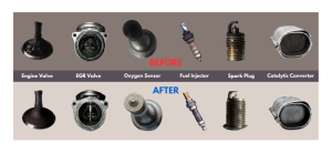 Engine Carbon Cleaning Featured Image shoing Before and After cleaning service